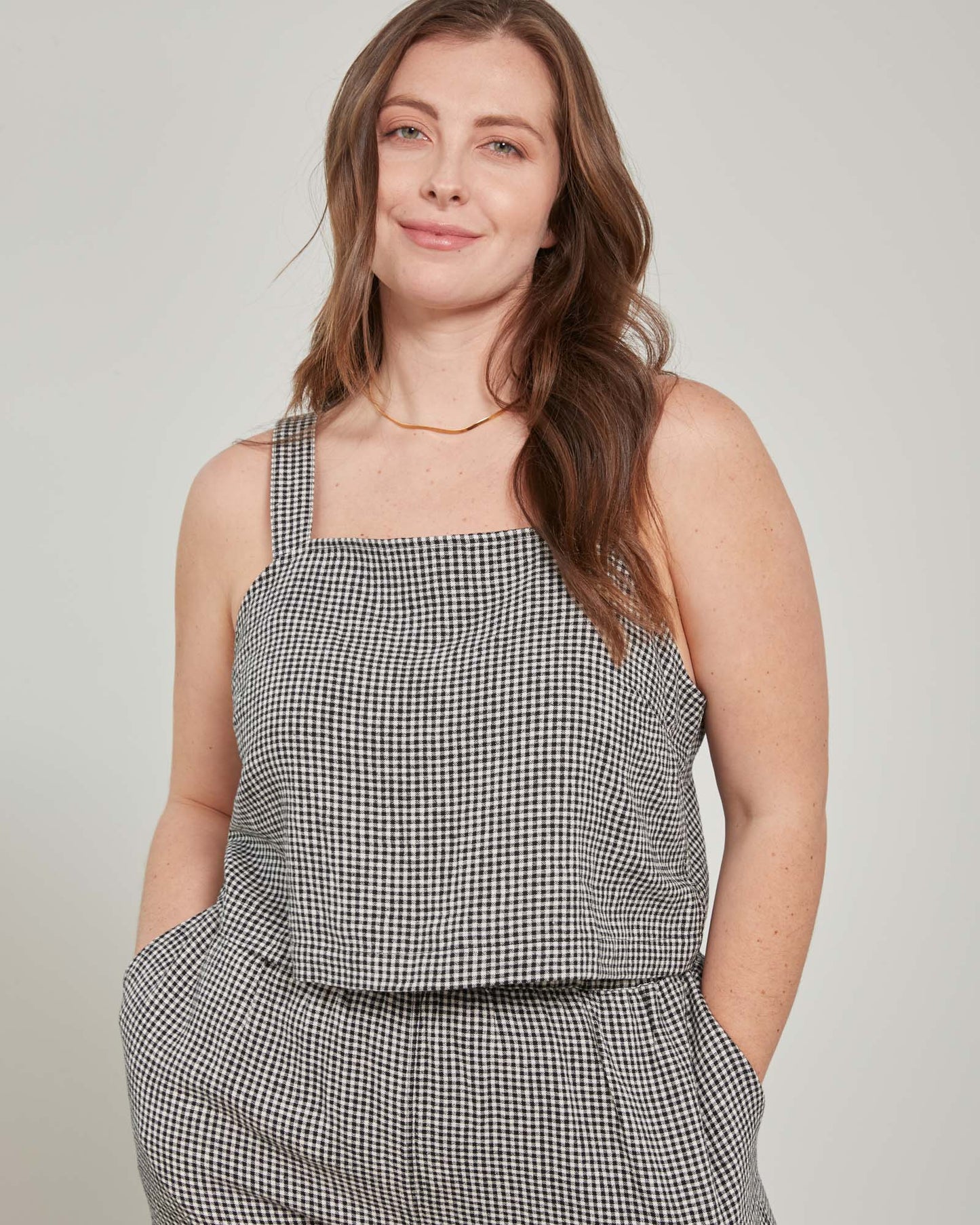 Gingham Linen Tank